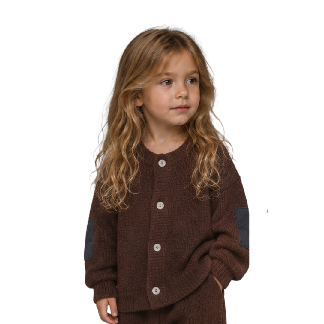 Cardigan HUG marrone – cardigan in maglia per bambino Made in Italy, Arlu Studio