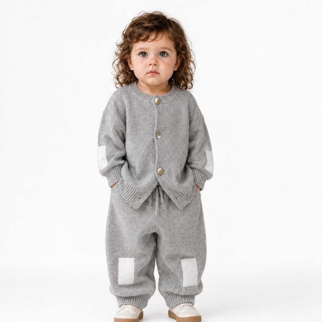 Cardigan HUG grigio – cardigan in maglia per bambino Made in Italy, Arlu Studio