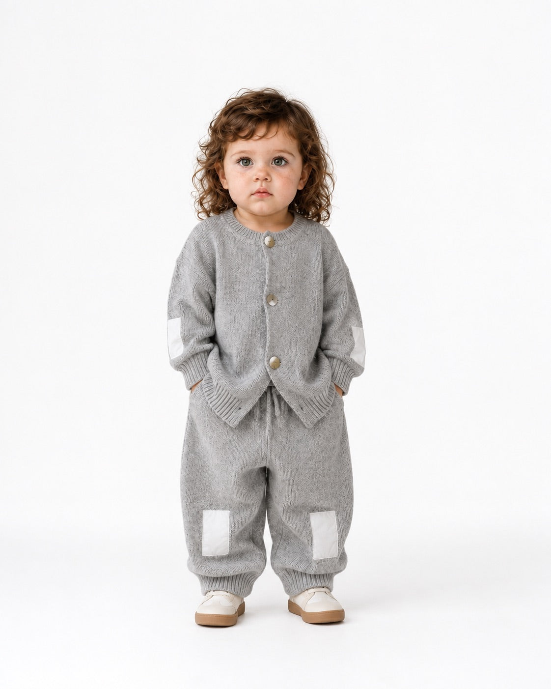 Cardigan HUG grigio – cardigan in maglia per bambino Made in Italy, Arlu Studio