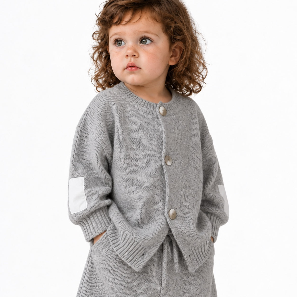 Cardigan HUG grigio – cardigan in maglia per bambino Made in Italy, Arlu Studio