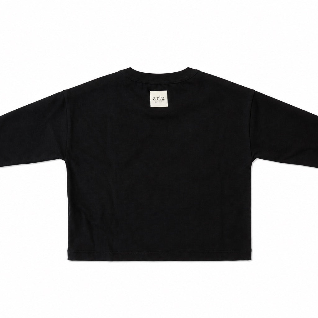 Maglia manica lunga GOGO nera – maglia a manica lunga per bambino Made in Italy, Arlu Studio