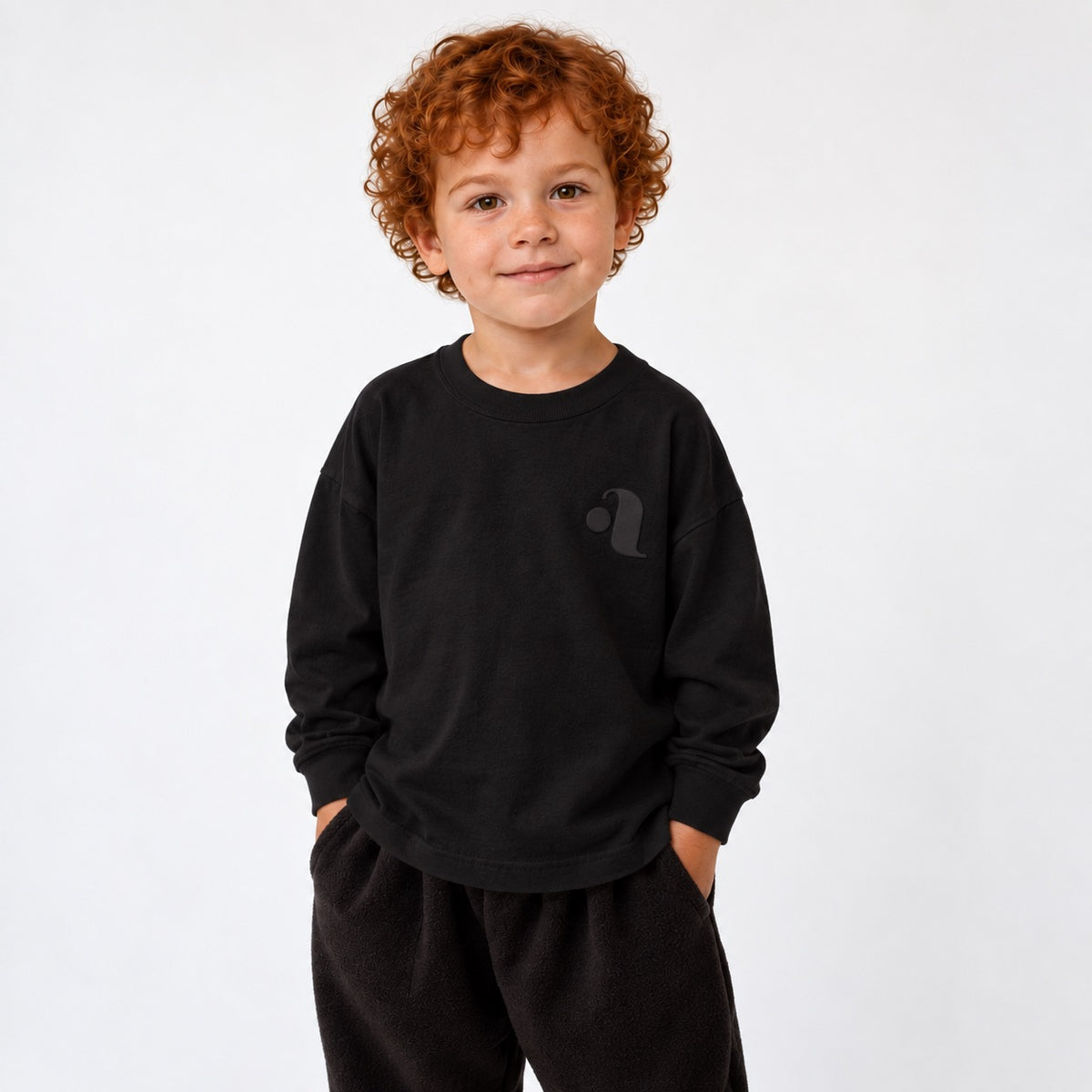 Maglia manica lunga GOGO nera – maglia a manica lunga per bambino Made in Italy, Arlu Studio