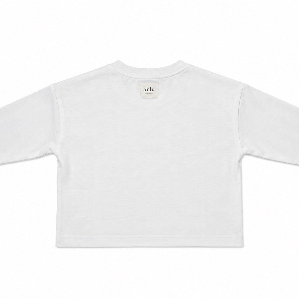 Maglia manica lunga GOGO bianca – maglia a manica lunga per bambino Made in Italy, Arlu Studio