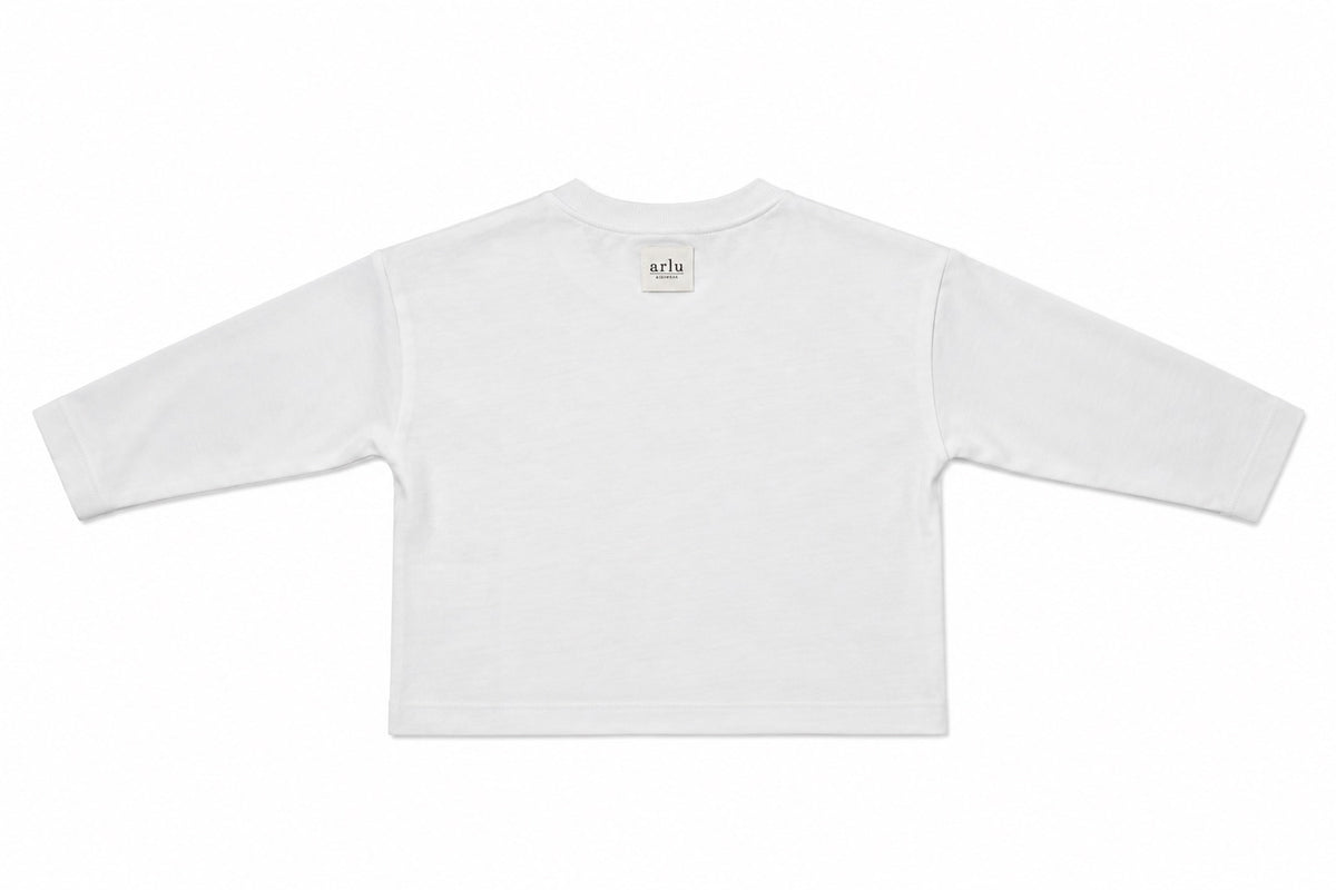 Maglia manica lunga GOGO bianca – maglia a manica lunga per bambino Made in Italy, Arlu Studio
