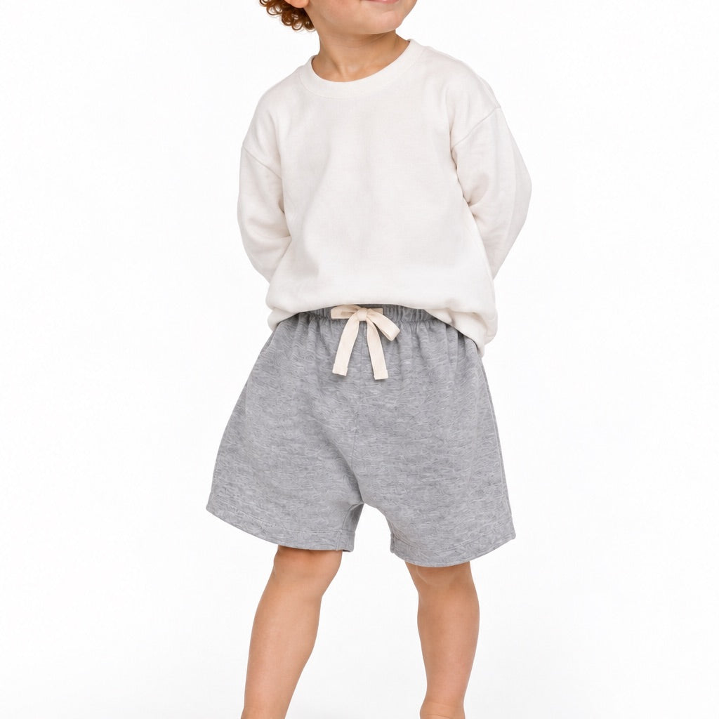 Pantaloncino MIMI in felpa grigia – pantaloncino in felpa per bambino Made in Italy, Arlu Studio
