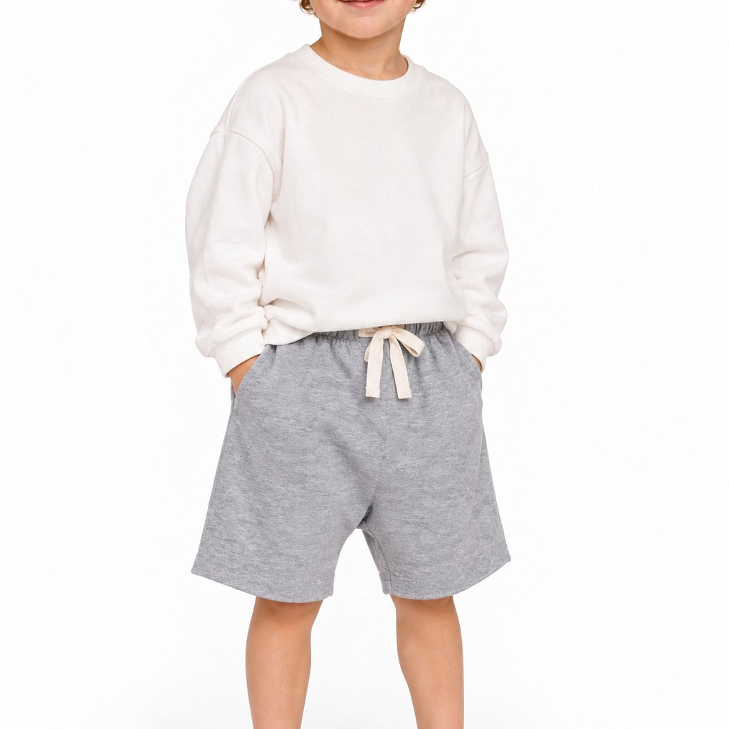 Pantaloncino MIMI in felpa grigia – pantaloncino in felpa per bambino Made in Italy, Arlu Studio