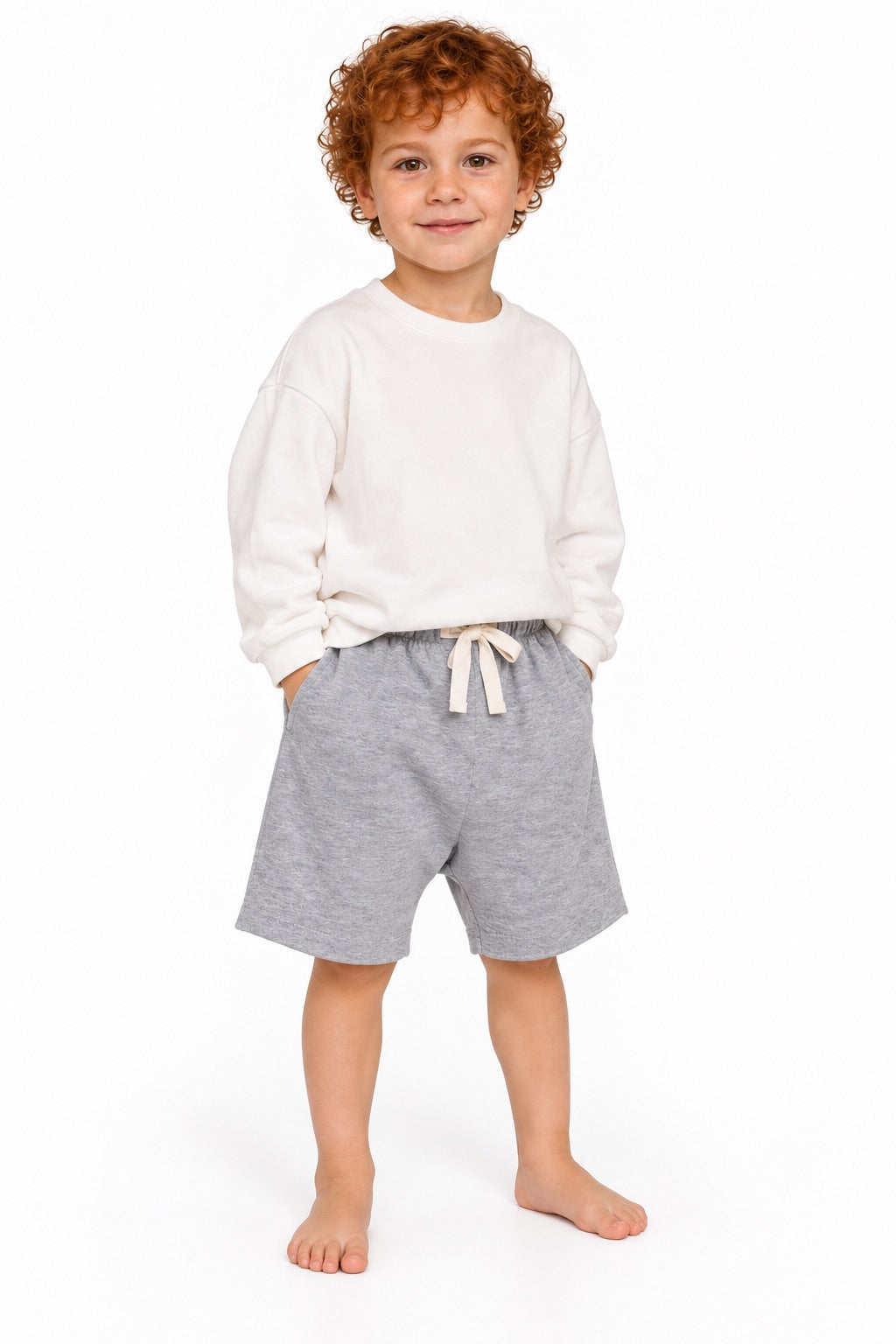 Pantaloncino MIMI in felpa grigia – pantaloncino in felpa per bambino Made in Italy, Arlu Studio