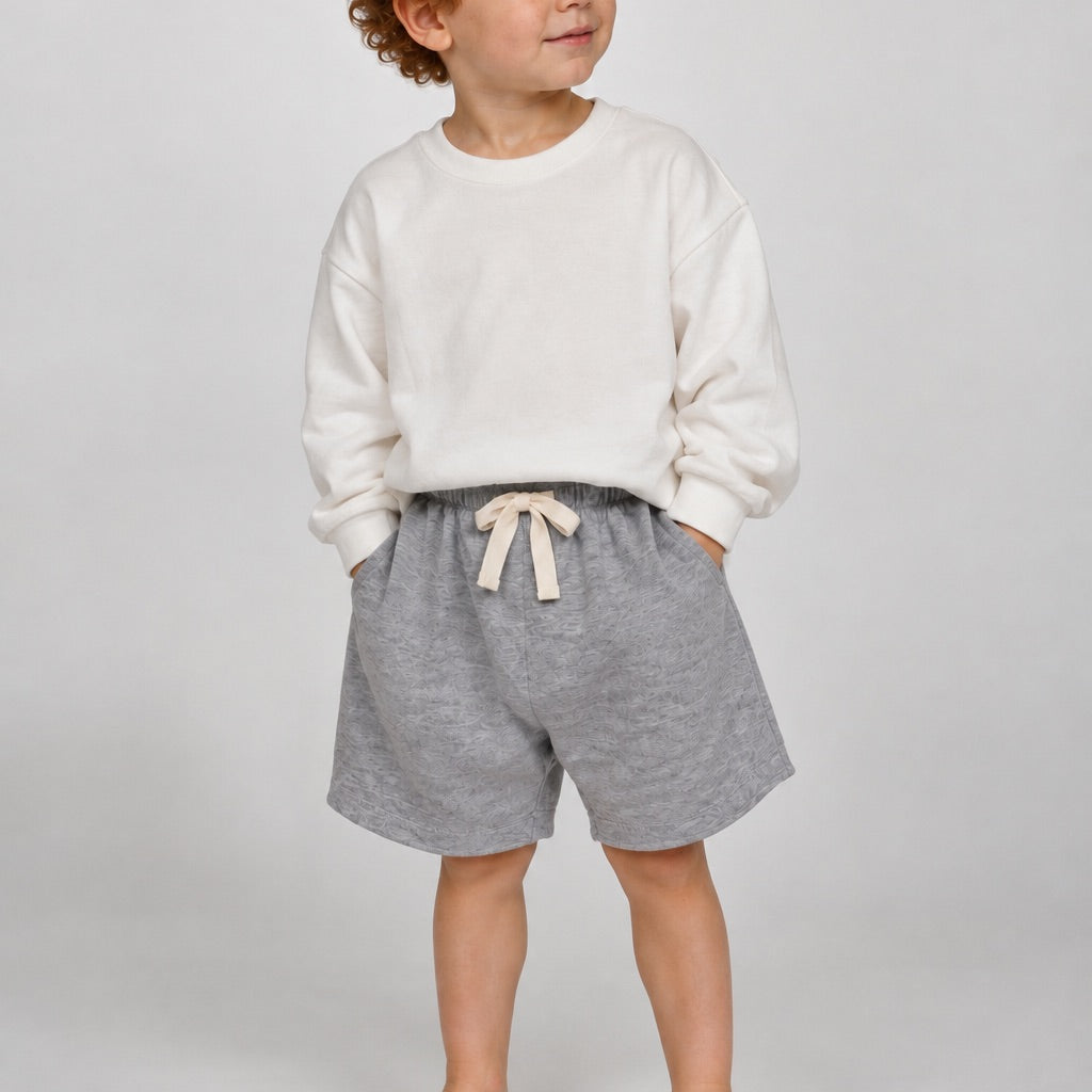 Pantaloncino MIMI in felpa grigia – pantaloncino in felpa per bambino Made in Italy, Arlu Studio