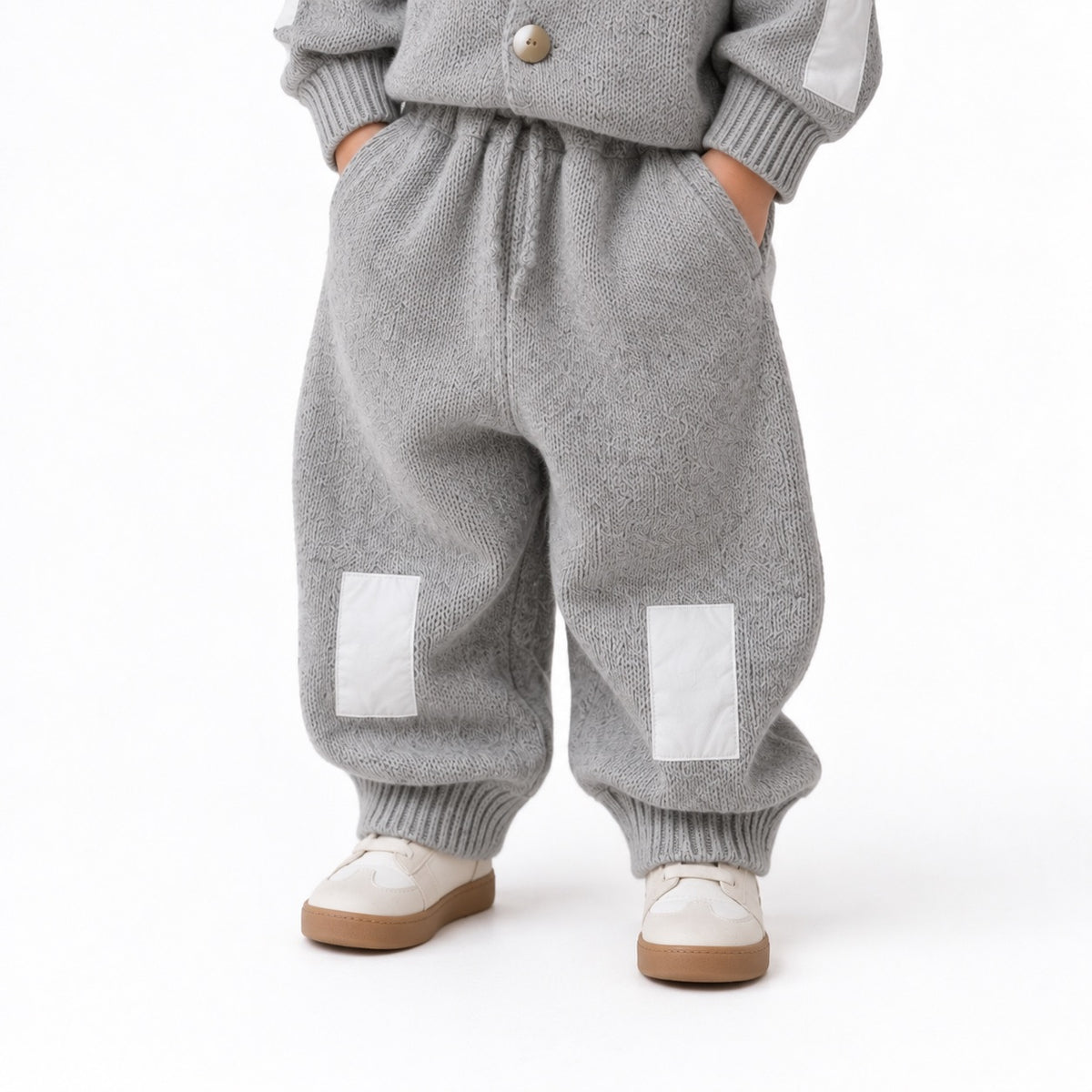 Pantalone HUG grigio – pantalone in maglia per bambino Made in Italy, Arlu Studio