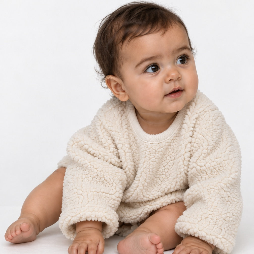 BRUNO Orsetto latte – capo in tessuto orsetto per bambino Made in Italy, Arlu Studio
