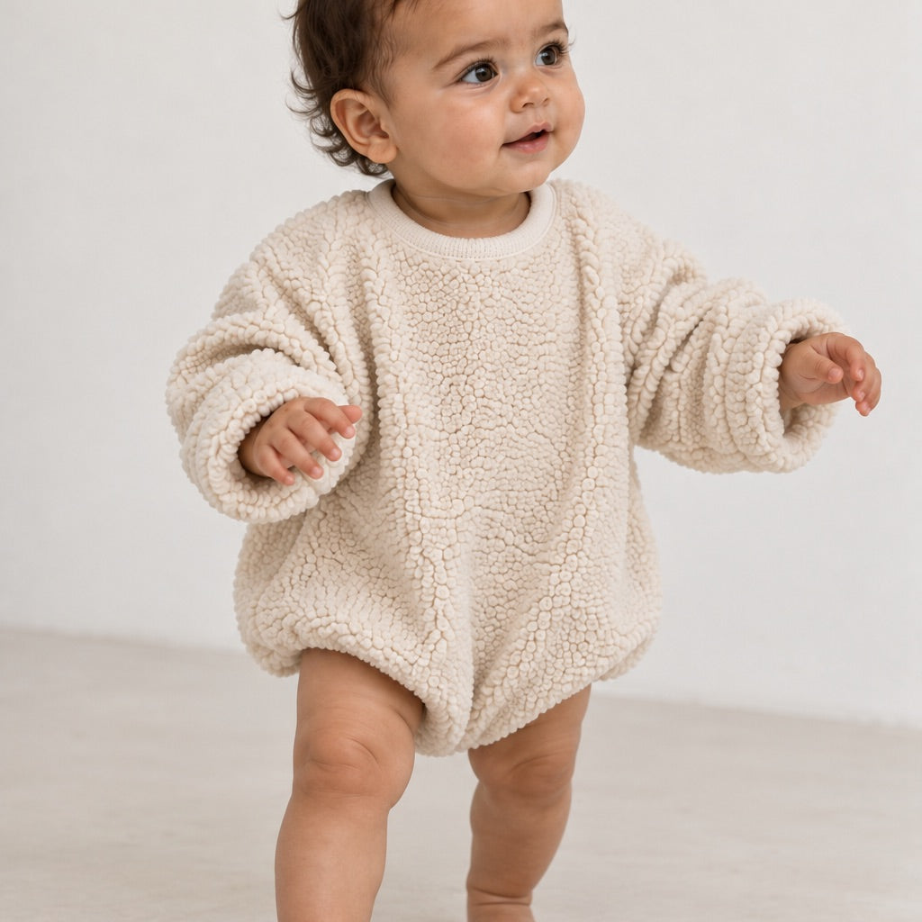BRUNO Orsetto latte – capo in tessuto orsetto per bambino Made in Italy, Arlu Studio