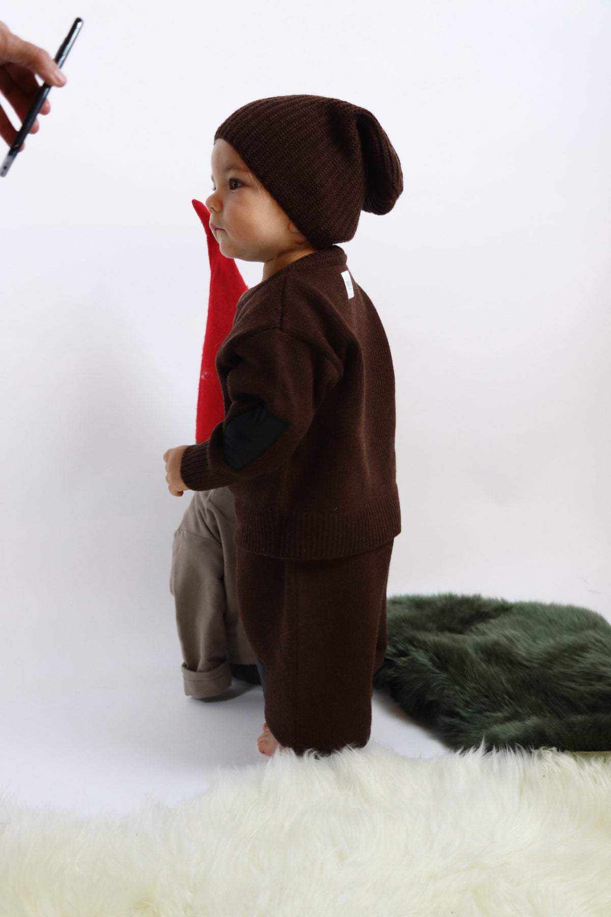 Cappello HUG marrone – cappello in maglia per bambino Made in Italy, Arlu Studio