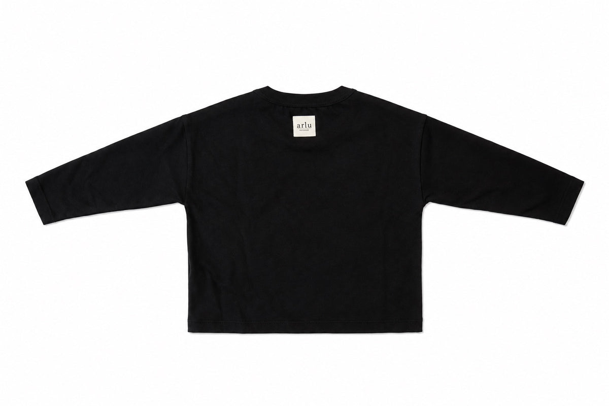 Maglia manica lunga GOGO nera – maglia a manica lunga per bambino Made in Italy, Arlu Studio