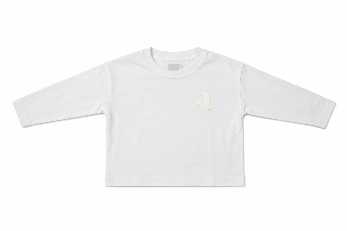 Maglia manica lunga GOGO bianca – maglia a manica lunga per bambino Made in Italy, Arlu Studio