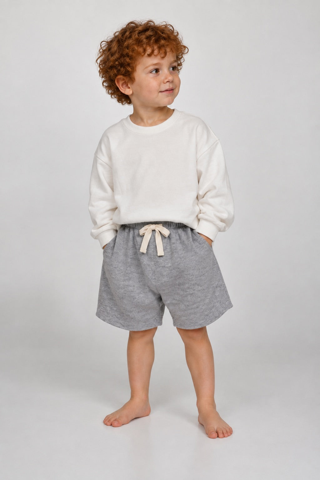 Pantaloncino MIMI in felpa grigia – pantaloncino in felpa per bambino Made in Italy, Arlu Studio